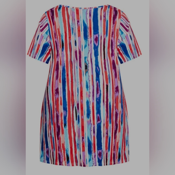 Liv Pleat Print Tunic - berry stripe - Picture 3 of 7